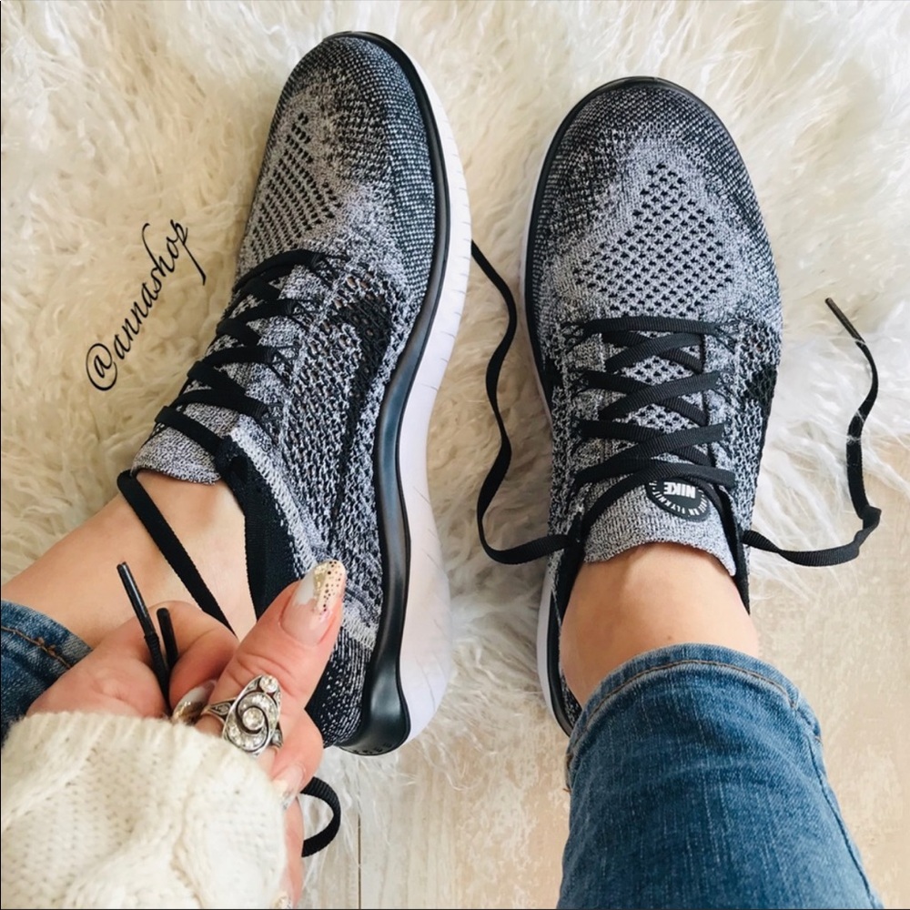 NWT Nike Free RN Flyknit Oreo running shoes - Picture 2 of 10